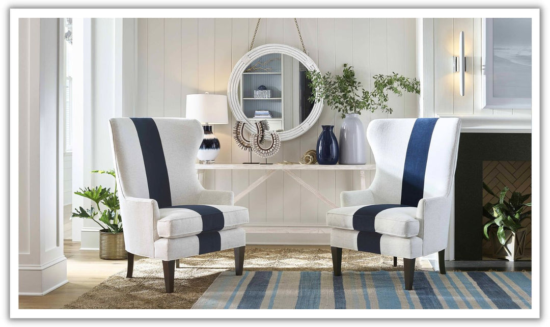 Universal Furniture Getaway Surfside Wing Fabric White Chair with