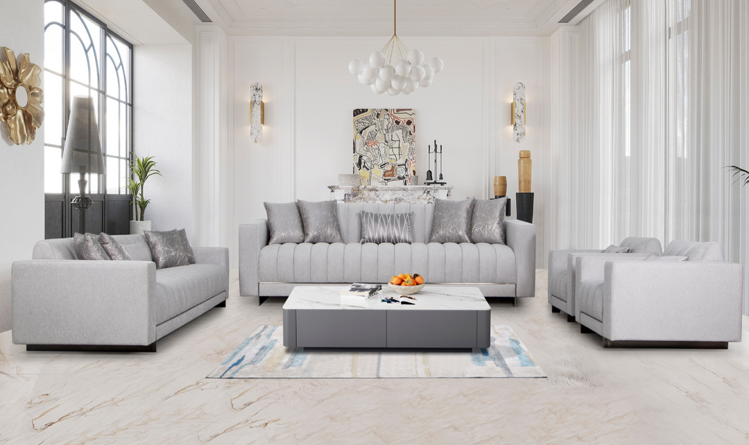 Klaussner Talento Pieces Living Room Set in Light Gray (Sofa