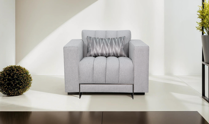 Klaussner Talento Gray Fabric Tufted Chair with Track Arms