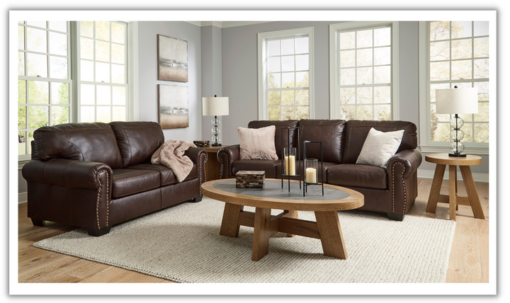 Colleton Dark Brown Leather Living Room Set