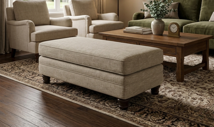 Bernhardt Tarleton Fabric Rectangular Ottoman
