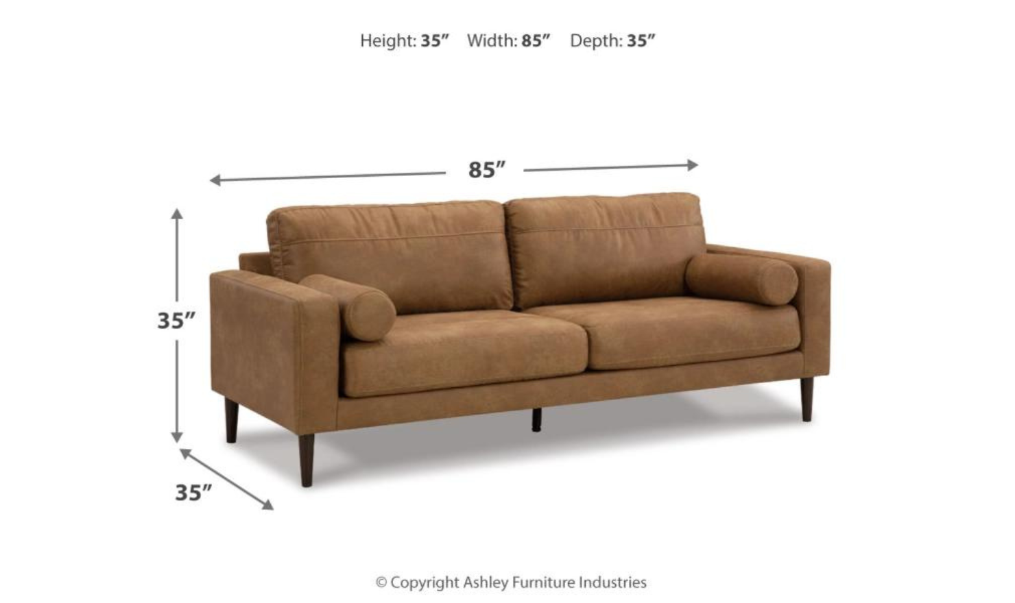 Modern Heritage Telora 2-Seater Caramel Leather Sofa with Track Arms