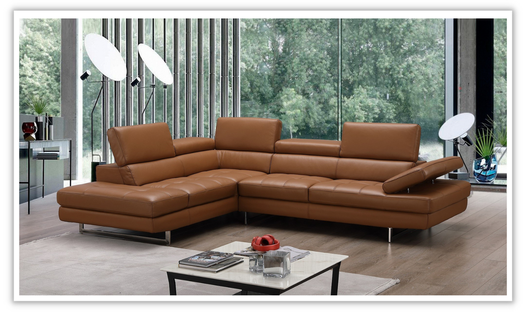 Buy Temps Calme Leather Sectional Sofa with Tufted SeatBuy Temps Calme Leather Sectional Sofa with Tufted Seat