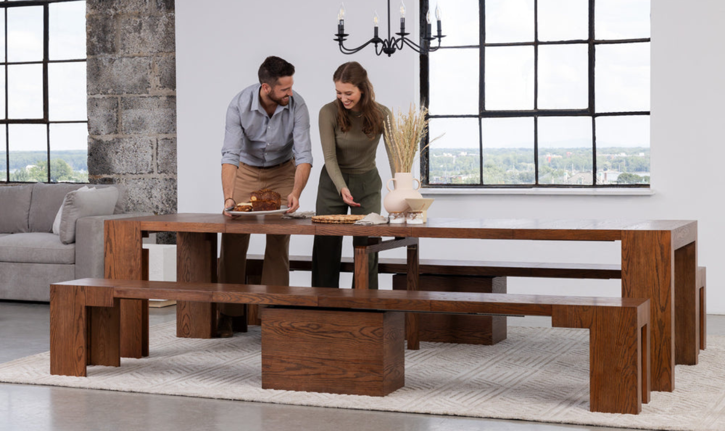 The Family Expandable Dining Table Set (Table + 4 Chairs)-jennifer furniture