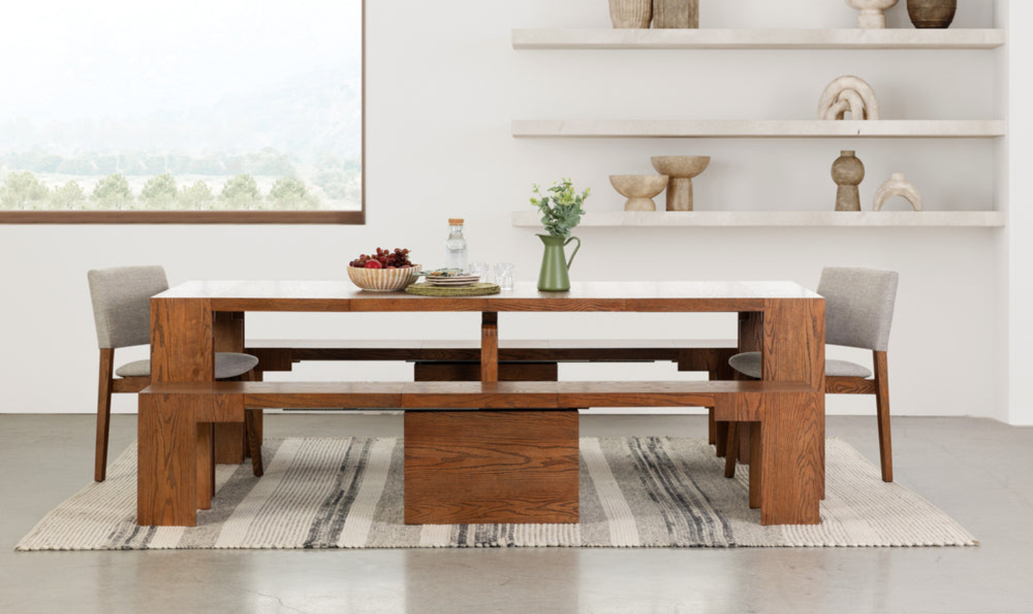 The Family Expandable Dining Table Set (Table + 4 Chairs)-jennifer furniture