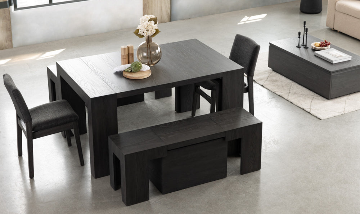 The Family Expandable Dining Table Set (Table + 4 Chairs)-jennifer furniture