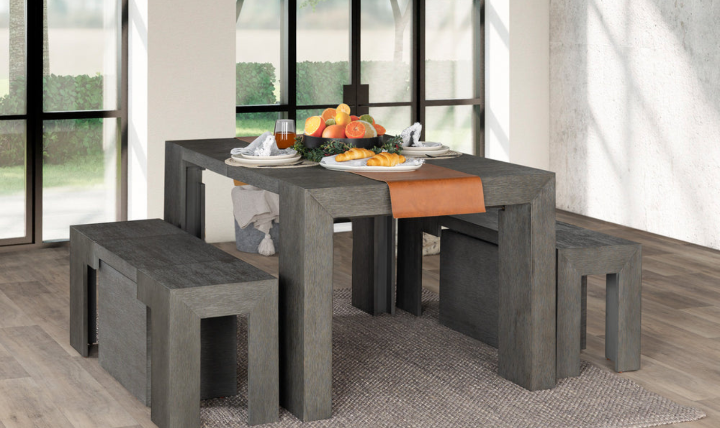The Family Expandable Dining Table Set (Table + 4 Chairs)-jennifer furniture
