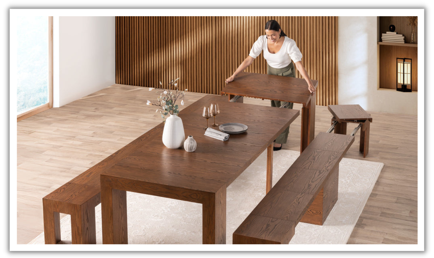 The Family Expandable Dining Table Set (Table + 4 Chairs)-jennifer furniture