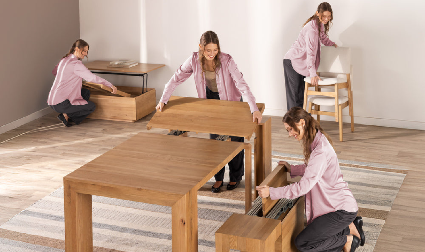 The Family Expandable Dining Table Set (Table + 4 Chairs)-jennifer furniture
