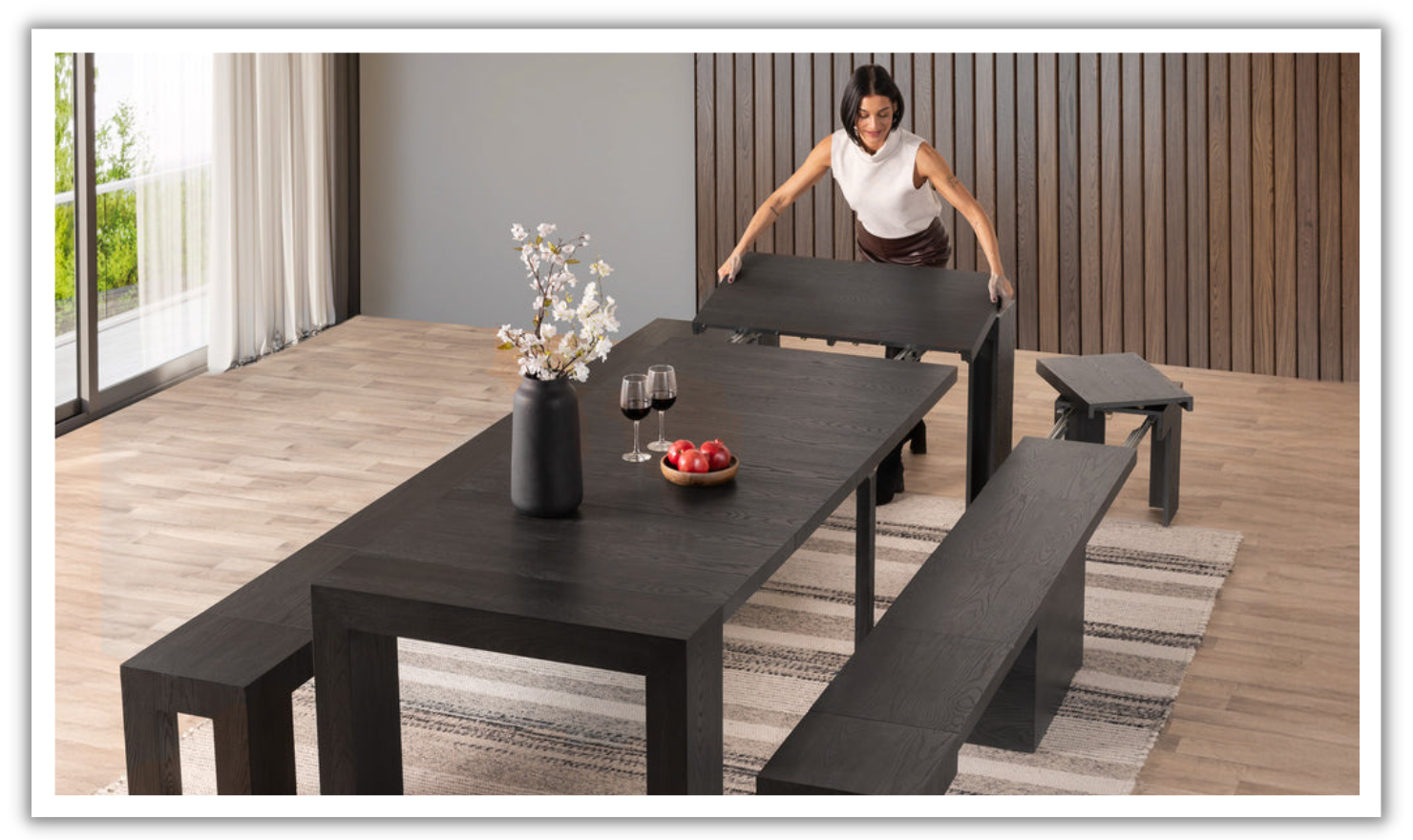 The Family Expandable Dining Table Set (Table + 4 Chairs)-jennifer furniture