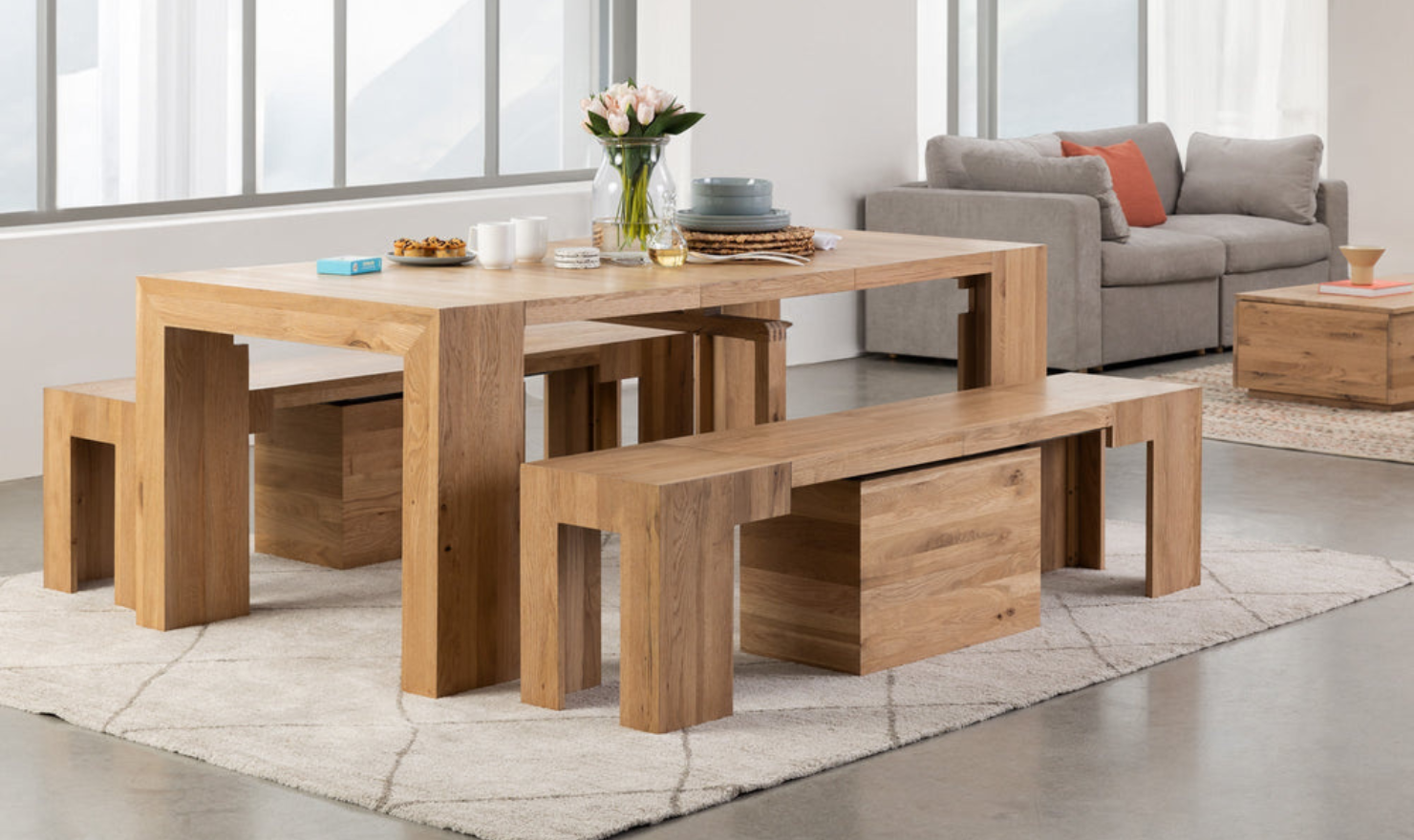 The Family Expandable Dining Table Set (Table + 4 Chairs)-jennifer furniture