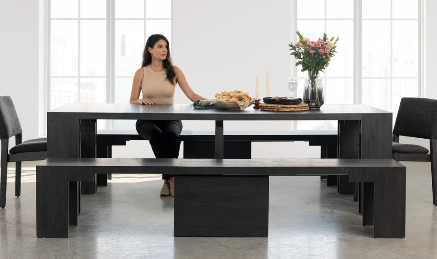 The Family Expandable Dining Table Set (Table + 4 Chairs)-jennifer furniture