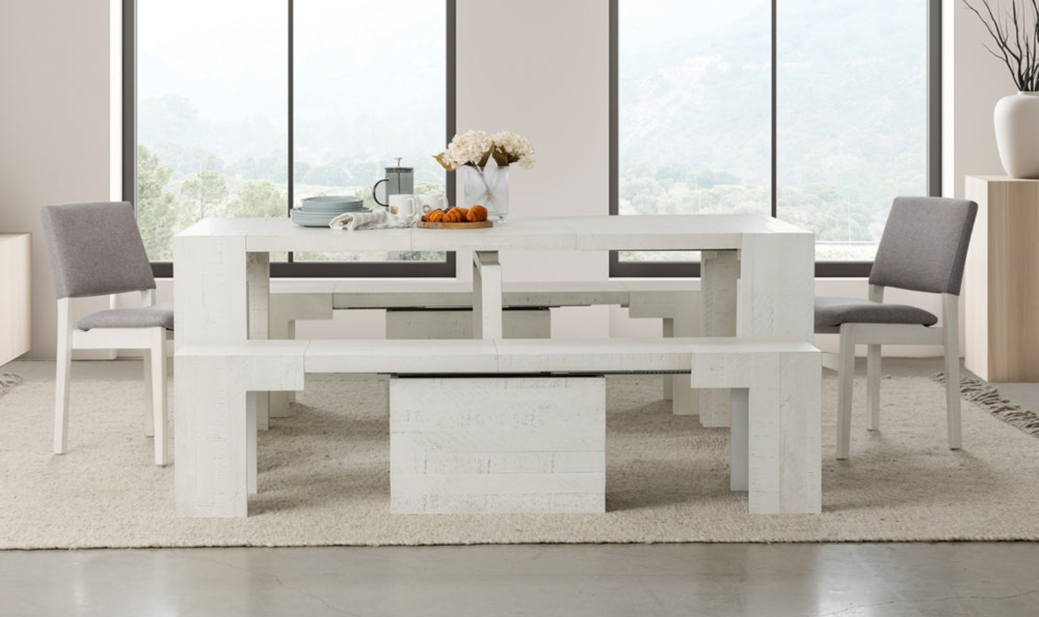 The Family Expandable Dining Table Set (Table + 4 Chairs)-jennifer furniture