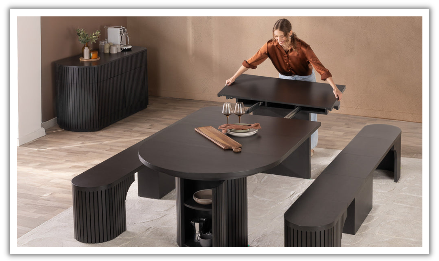 The Gathering Extendable Dining Table Set (Table + 2 Bench)-jennifer furniture