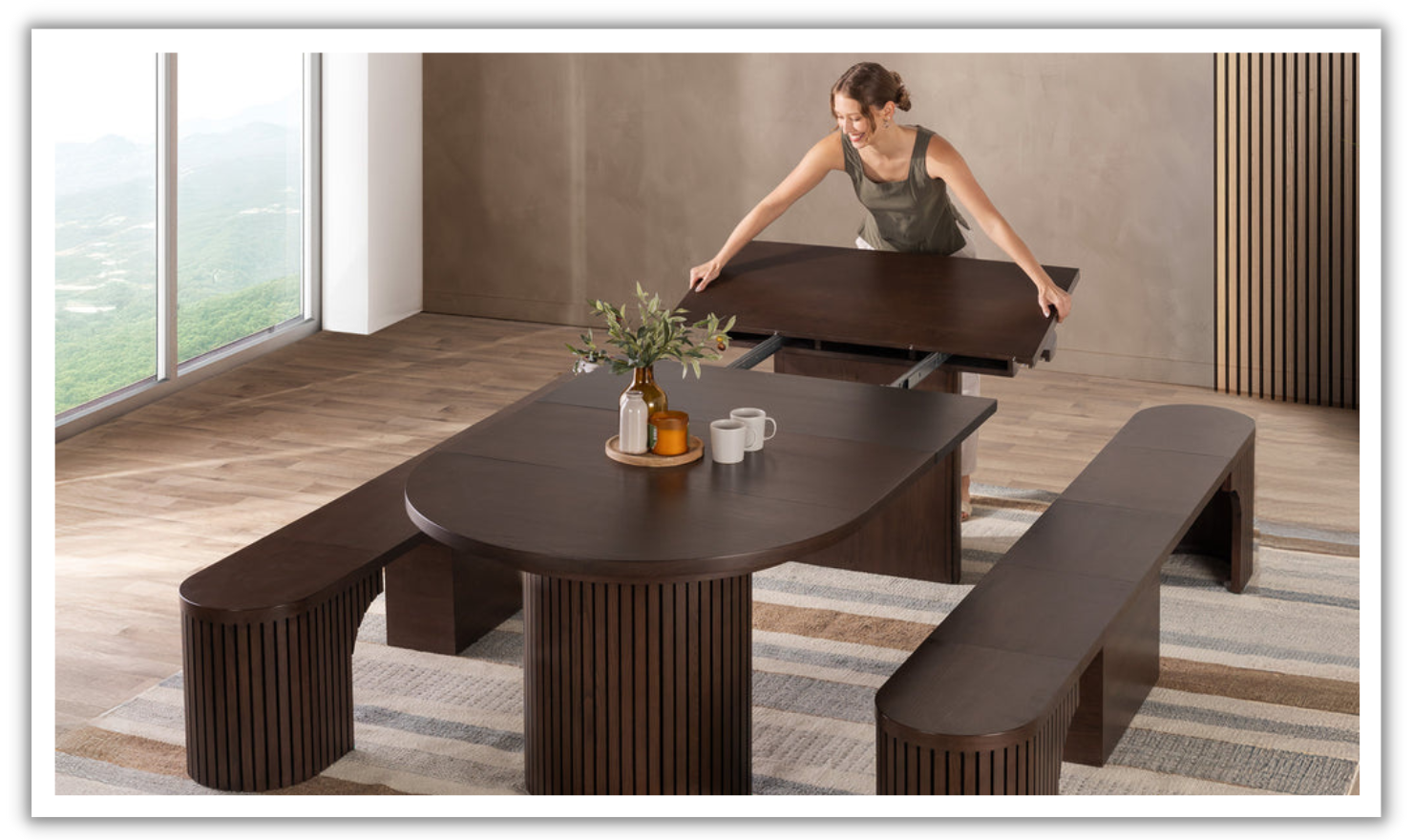 The Gathering Extendable Dining Table Set (Table + 2 Bench)-jennifer furniture