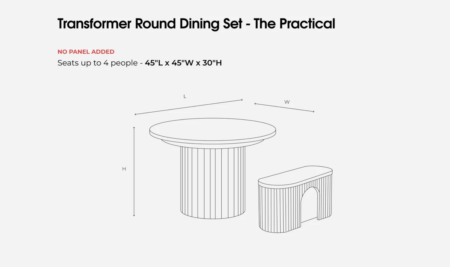 Transformer Table Practical Extendable Round Wooden Dining Table Set (Table + Bench)