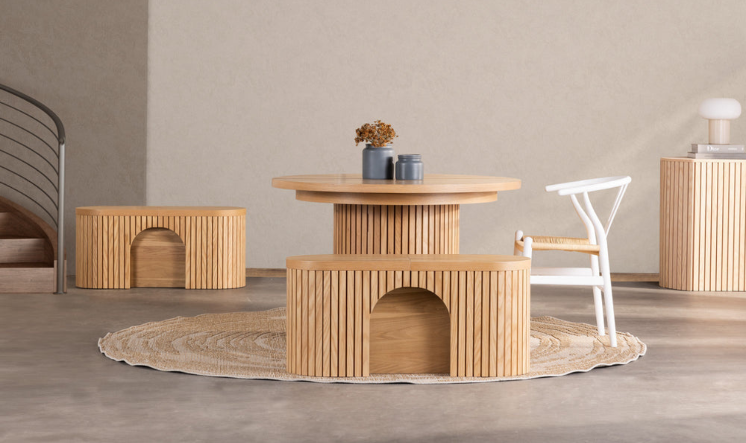 The Gathering Extendable Dining Table Set (Table + 2 Bench)-jennifer furniture