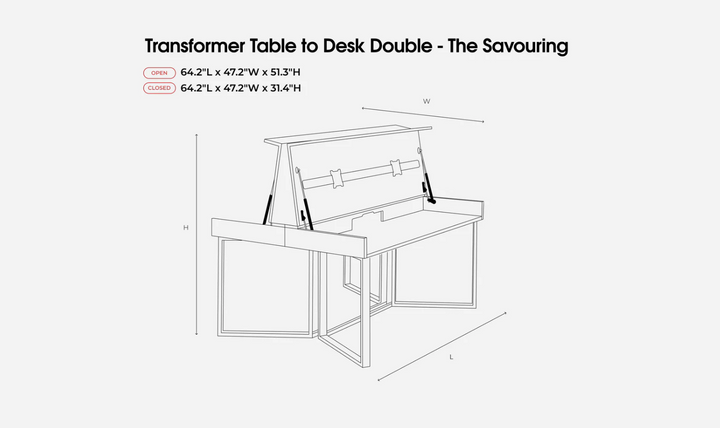 The Savouring Transformer Table to Desk with Adjustable height mechanism
