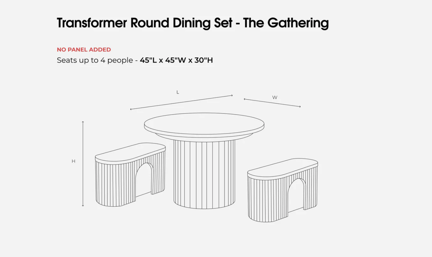 Transformer Table Gathering Extendable Round Dining Table Set (Table + 2 Bench)