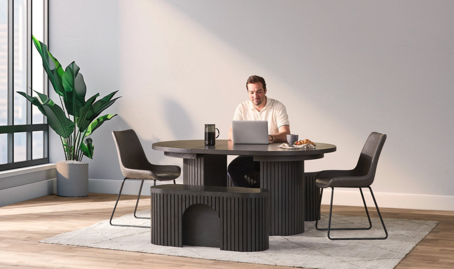 The Gathering Extendable Dining Table Set (Table + 2 Bench)-jennifer furniture