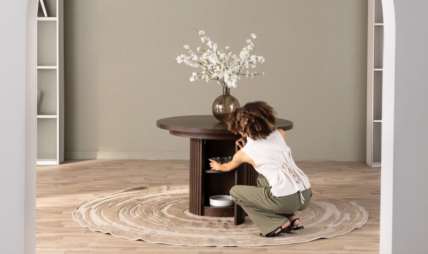Transformer Table Practical Extendable Round Wooden Dining Table Set (Table + Bench)