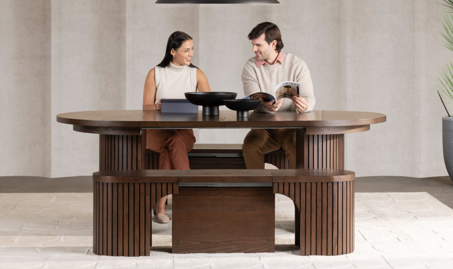The Gathering Extendable Dining Table Set (Table + 2 Bench)-jennifer furniture