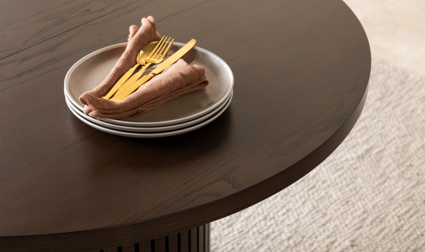 Transformer Table Practical Extendable Round Wooden Dining Table Set (Table + Bench)