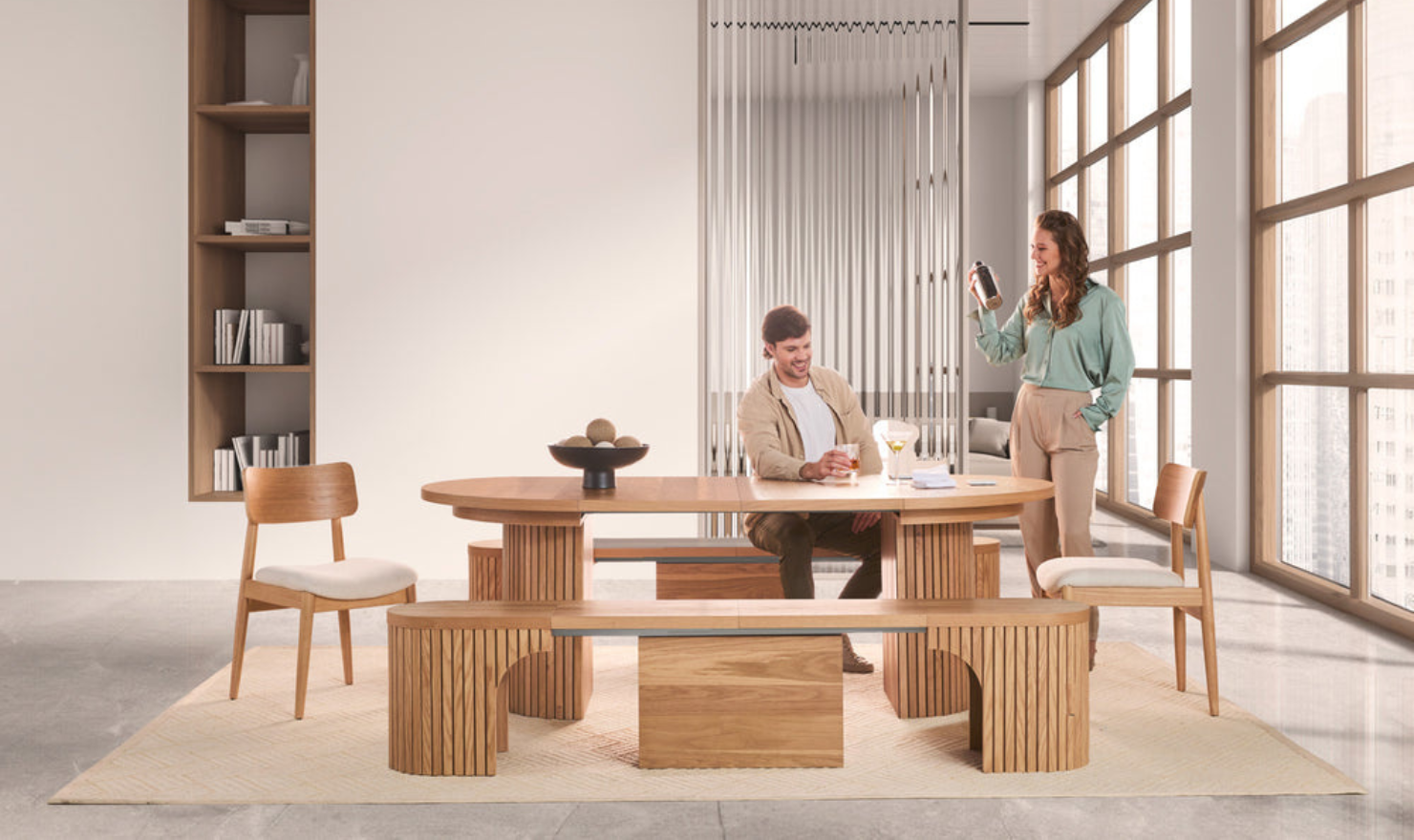 The Gathering Extendable Dining Table Set (Table + 2 Bench)-jennifer furniture