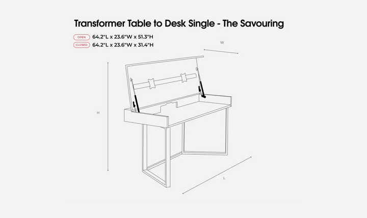 The Savouring Transformer Table to Desk with Adjustable height mechanism