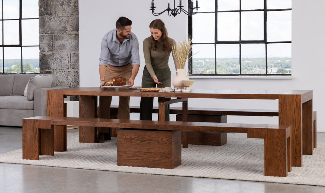The Gathering Extendable Dining Table Set (Table + Bench)-jennifer furniture