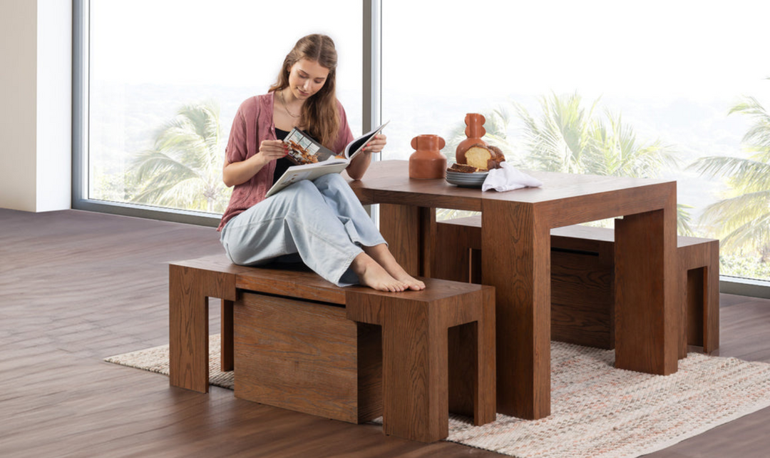 The Gathering Extendable Dining Table Set (Table + 2 Bench)