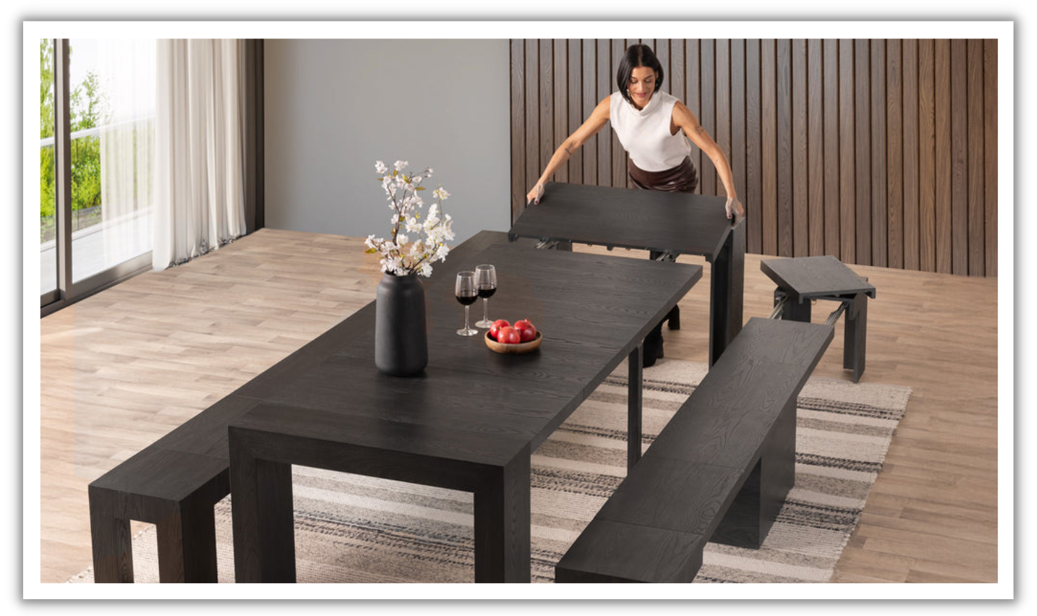 The Gathering Extendable Dining Table Set (Table + Bench)-jennifer furniture