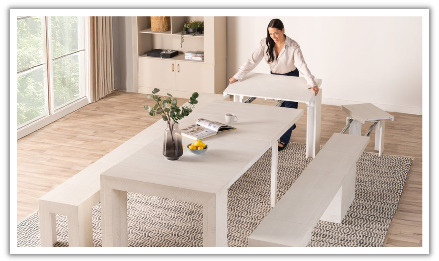 The Gathering Extendable Dining Table Set (Table + Bench)-jennifer furniture