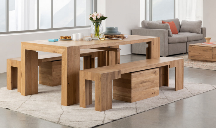 The Gathering Extendable Dining Table Set (Table + Bench)-jennifer furniture