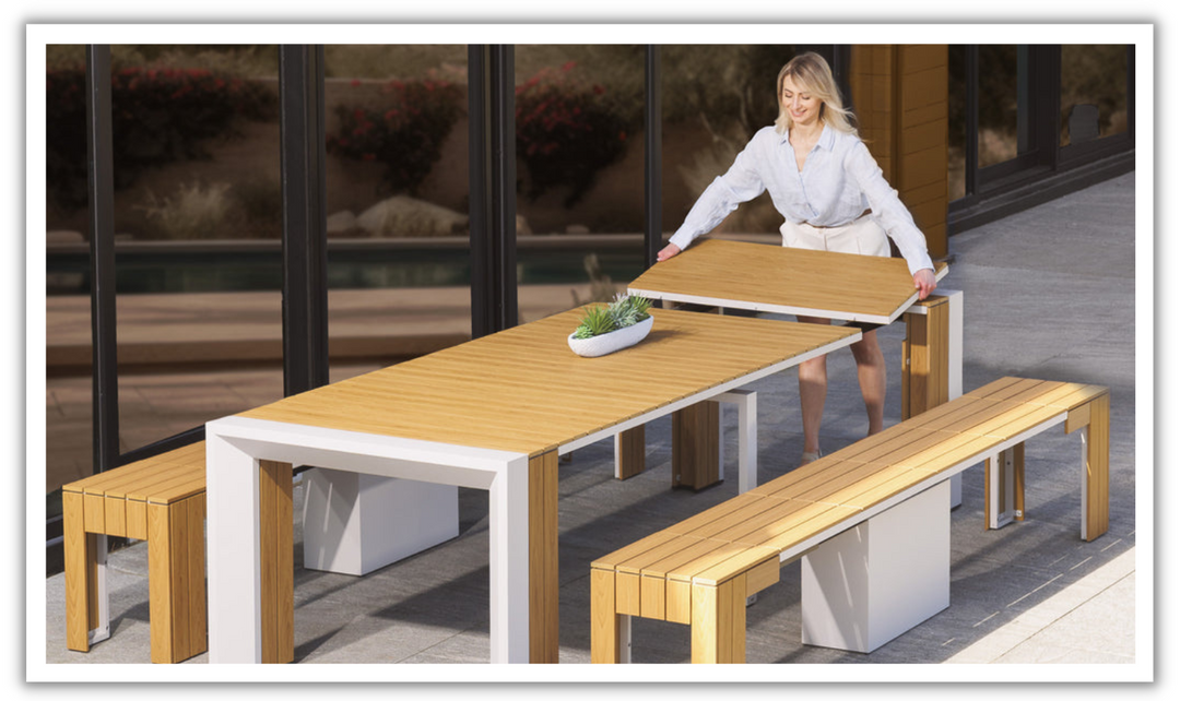 The Gathering Transformer Outdoor Dining Set (Table + 2 bench)-jennifer furniture