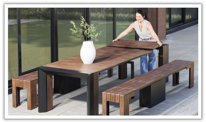 The Gathering Transformer Outdoor Dining Set (Table + 2 bench)-jennifer furniture