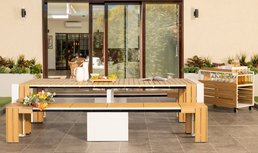 The Gathering Transformer Outdoor Dining Set (Table + 2 bench)-jennifer furniture