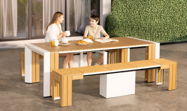 The Gathering Transformer Outdoor Dining Set (Table + 2 bench)-jennifer furniture