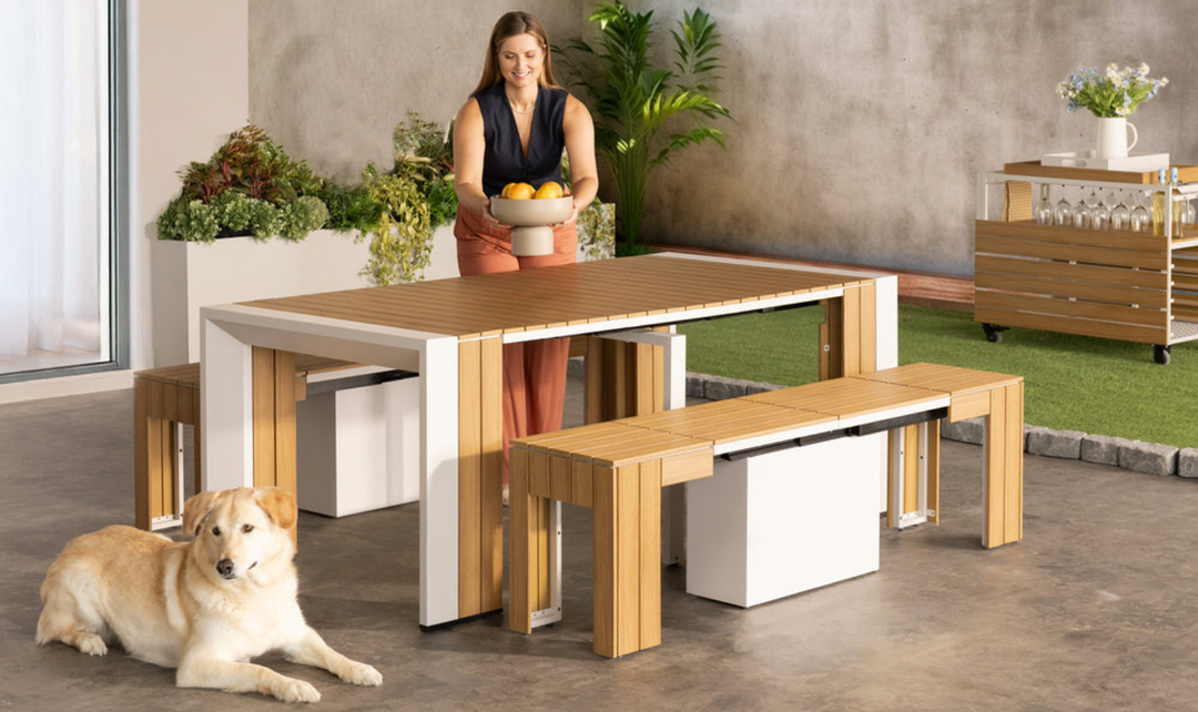 The Gathering Transformer Outdoor Dining Set (Table + 2 bench)-jennifer furniture