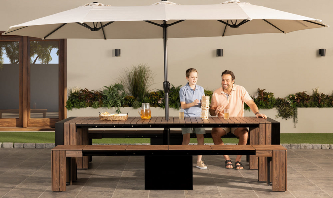 The Gathering Transformer Outdoor Dining Set (Table + 2 bench)-jennifer furniture