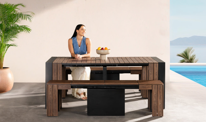 The Gathering Transformer Outdoor Dining Set (Table + 2 bench)-jennifer furniture