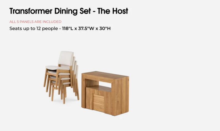 The Host Transformer Extendable Dining Set In Solid wood