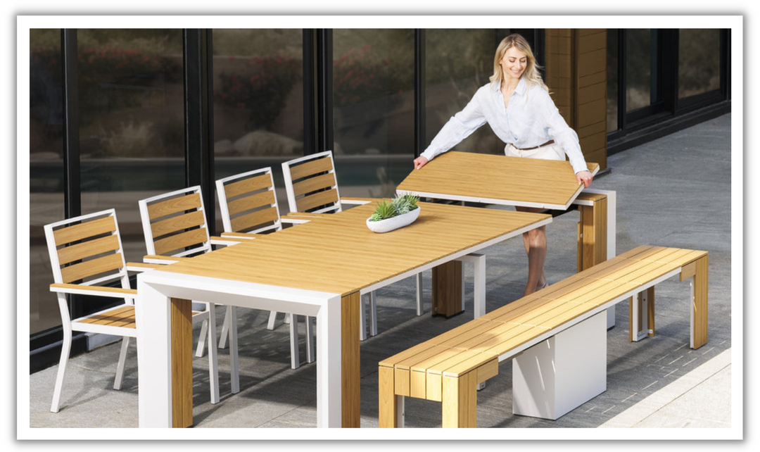 The Host Transformer Outdoor Dining Set (Table + 4 chairs + 1 bench)-jennifer furniture