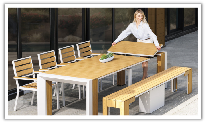 The Host Transformer Outdoor Dining Set (Table + 4 chairs + 1 bench)-jennifer furniture