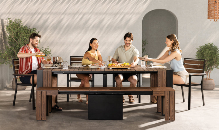 The Host Transformer Outdoor Dining Set (Table + 4 chairs + 1 bench)-jennifer furniture