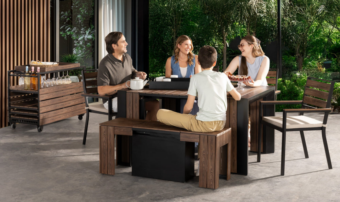 The Host Transformer Outdoor Dining Set (Table + 4 chairs + 1 bench)-jennifer furniture