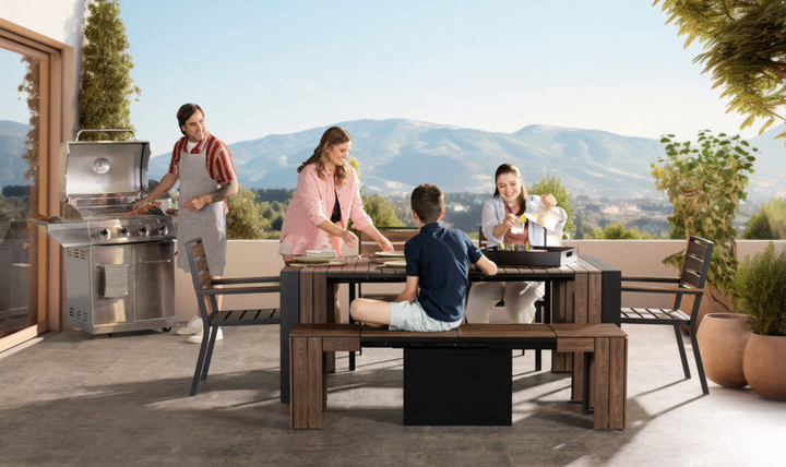 The Host Transformer Outdoor Dining Set (Table + 4 chairs + 1 bench)