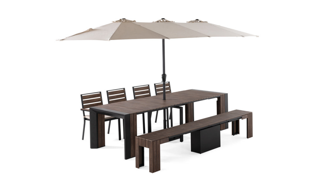 The Host Transformer Outdoor Dining Set (Table + 4 chairs + 1 bench)