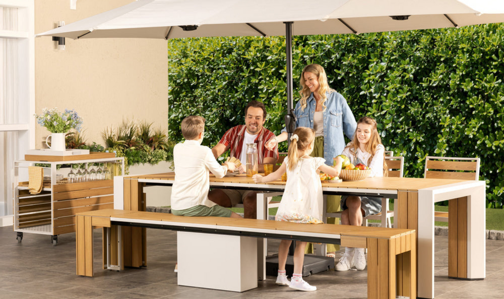 The Host Transformer Outdoor Dining Set (Table + 4 chairs + 1 bench)-jennifer furniture