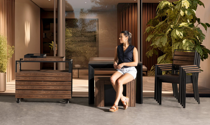 The Practical Transformer Outdoor Dining Set (Table + 1 bench)-jennifer furniture